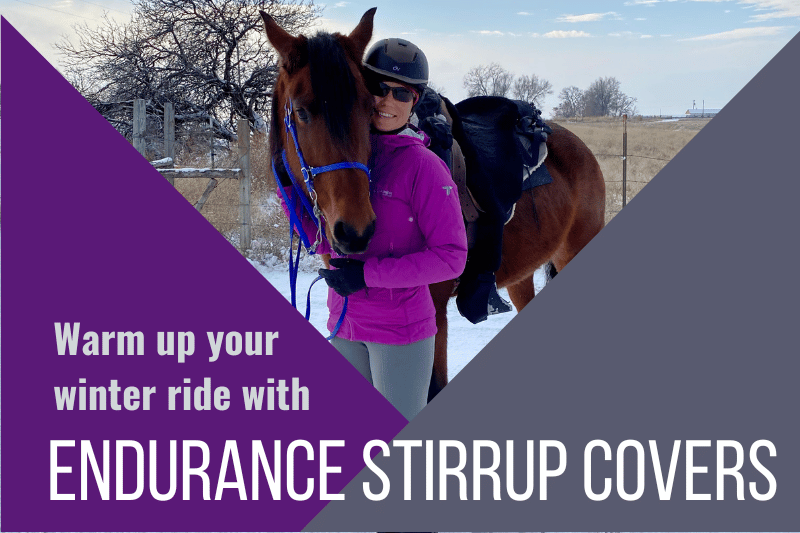 horse and rider with endurance stirrup covers